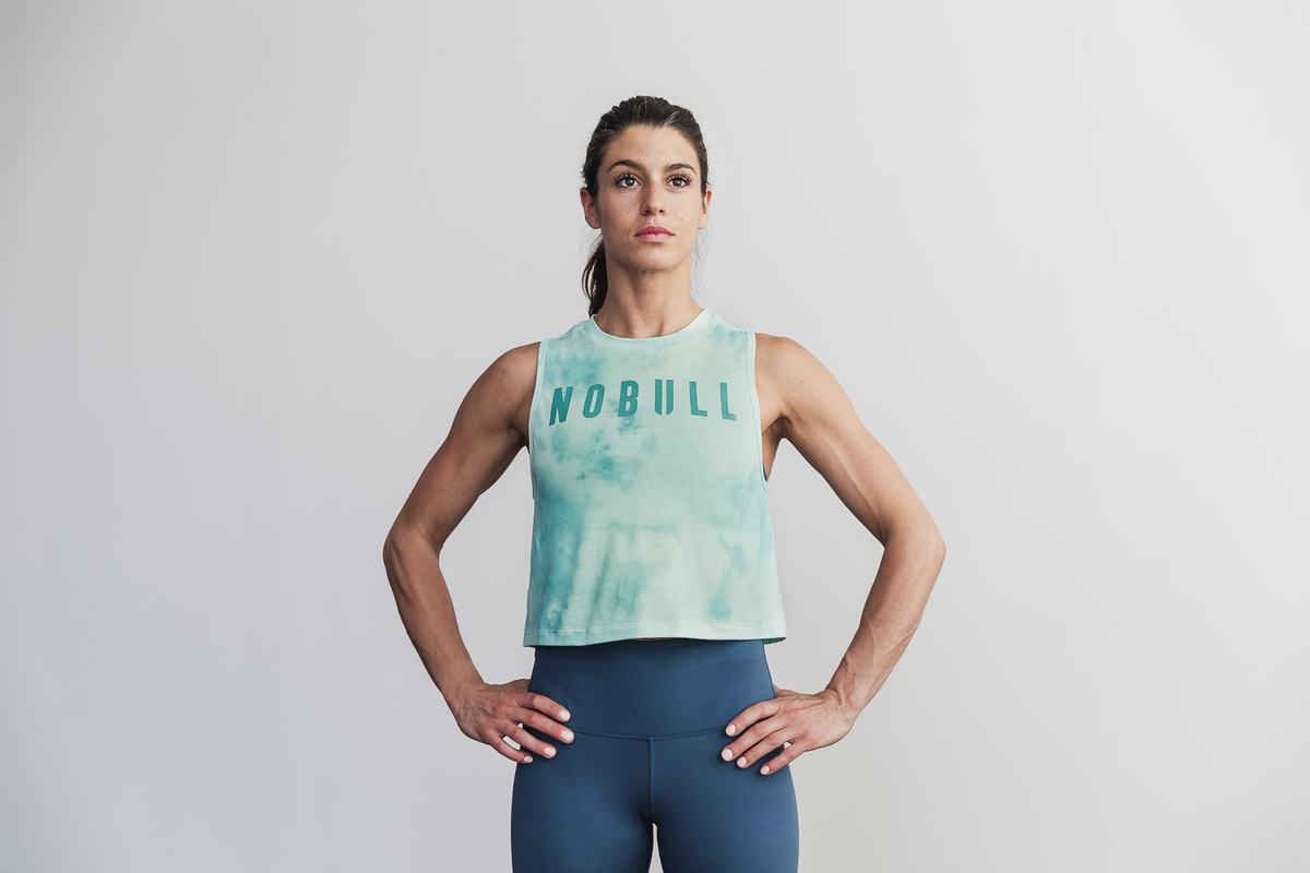 Nobull Muscle Tie-Dye Women's Tank Tops Light Turquoise | Australia (RV8602)